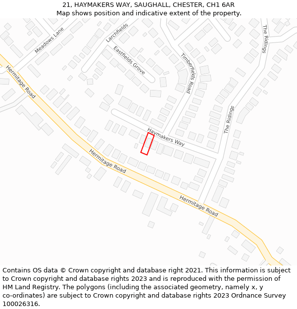 21, HAYMAKERS WAY, SAUGHALL, CHESTER, CH1 6AR: Location map and indicative extent of plot