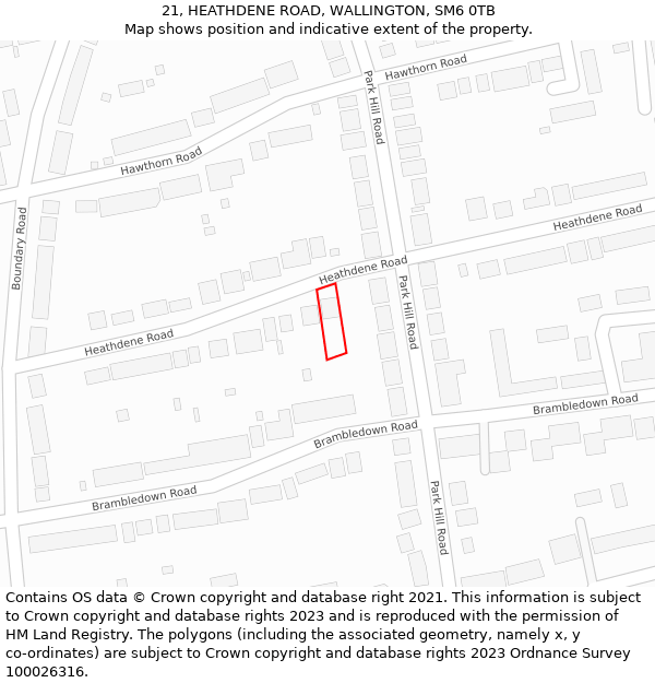 21, HEATHDENE ROAD, WALLINGTON, SM6 0TB: Location map and indicative extent of plot