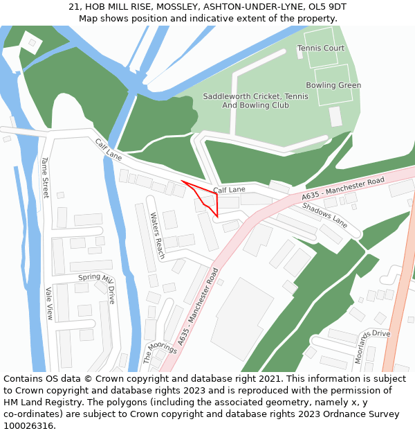 21, HOB MILL RISE, MOSSLEY, ASHTON-UNDER-LYNE, OL5 9DT: Location map and indicative extent of plot