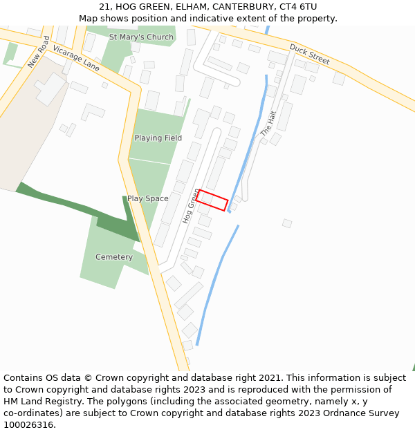 21, HOG GREEN, ELHAM, CANTERBURY, CT4 6TU: Location map and indicative extent of plot