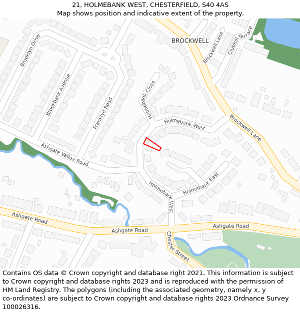 21, HOLMEBANK WEST, CHESTERFIELD, S40 4AS: Location map and indicative extent of plot