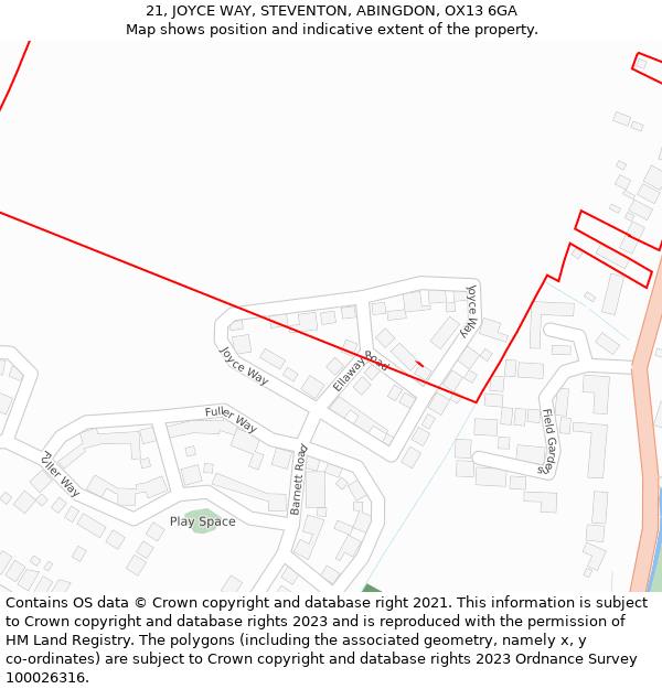 21, JOYCE WAY, STEVENTON, ABINGDON, OX13 6GA: Location map and indicative extent of plot