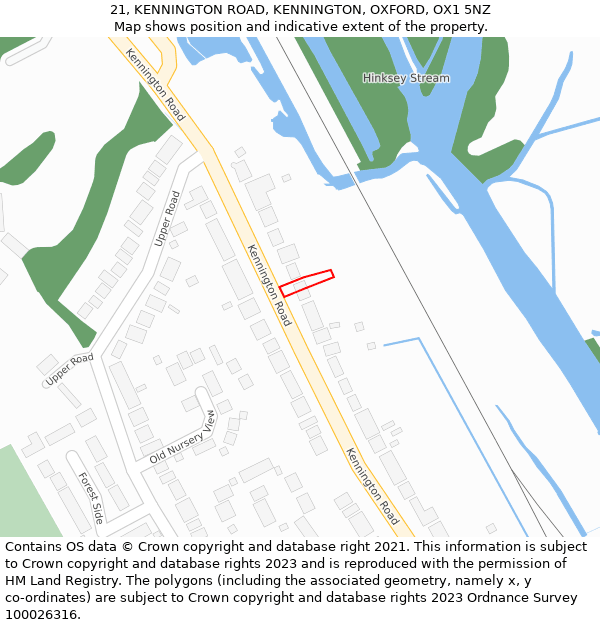 21, KENNINGTON ROAD, KENNINGTON, OXFORD, OX1 5NZ: Location map and indicative extent of plot