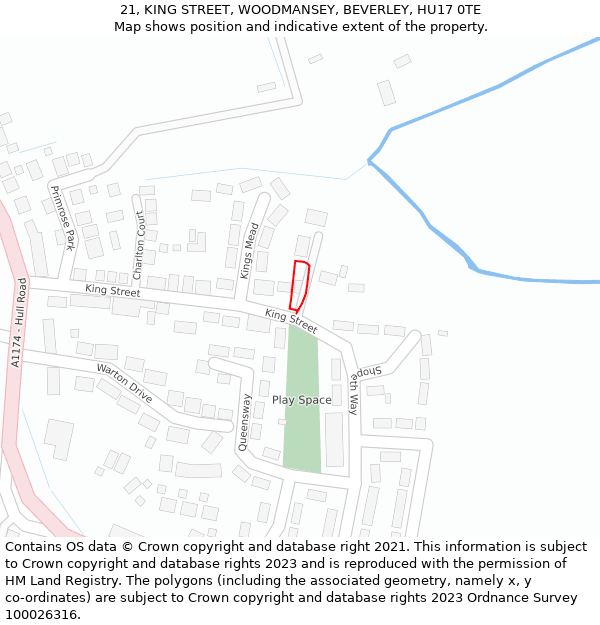 21, KING STREET, WOODMANSEY, BEVERLEY, HU17 0TE: Location map and indicative extent of plot