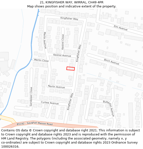 21, KINGFISHER WAY, WIRRAL, CH49 4PR: Location map and indicative extent of plot