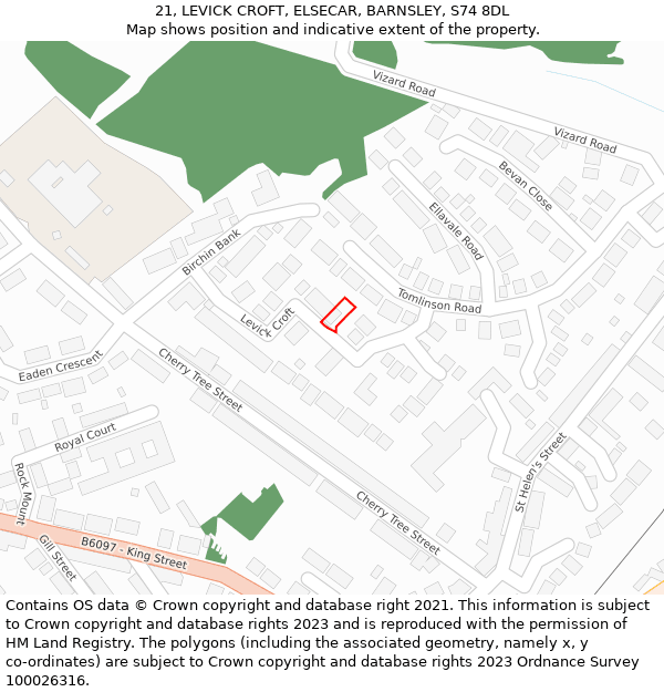 21, LEVICK CROFT, ELSECAR, BARNSLEY, S74 8DL: Location map and indicative extent of plot