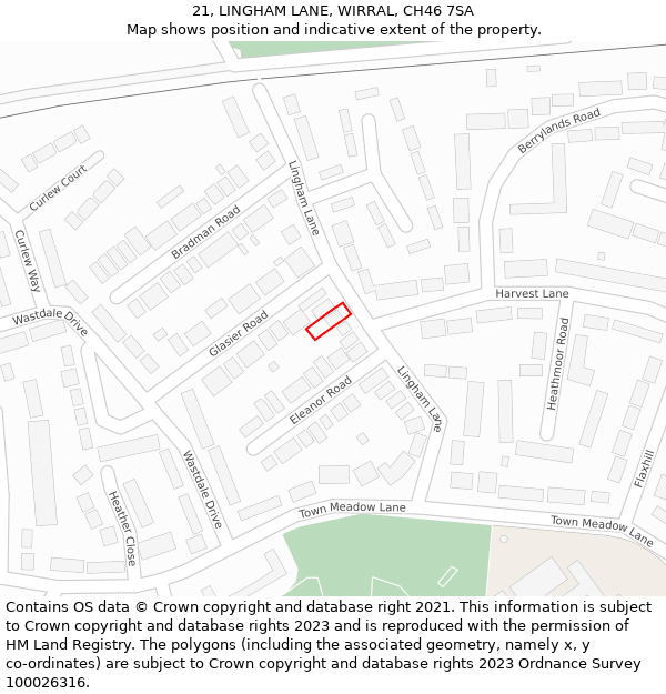 21, LINGHAM LANE, WIRRAL, CH46 7SA: Location map and indicative extent of plot