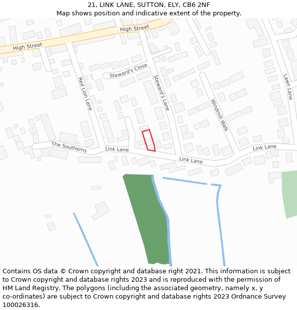 21, LINK LANE, SUTTON, ELY, CB6 2NF: Location map and indicative extent of plot