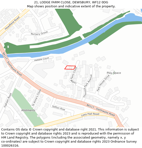 21, LODGE FARM CLOSE, DEWSBURY, WF12 0DG: Location map and indicative extent of plot