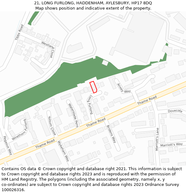 21, LONG FURLONG, HADDENHAM, AYLESBURY, HP17 8DQ: Location map and indicative extent of plot