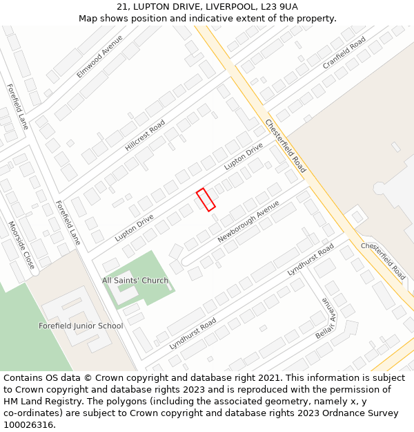 21, LUPTON DRIVE, LIVERPOOL, L23 9UA: Location map and indicative extent of plot