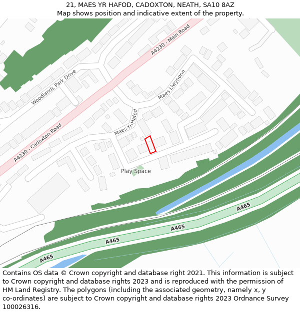 21, MAES YR HAFOD, CADOXTON, NEATH, SA10 8AZ: Location map and indicative extent of plot