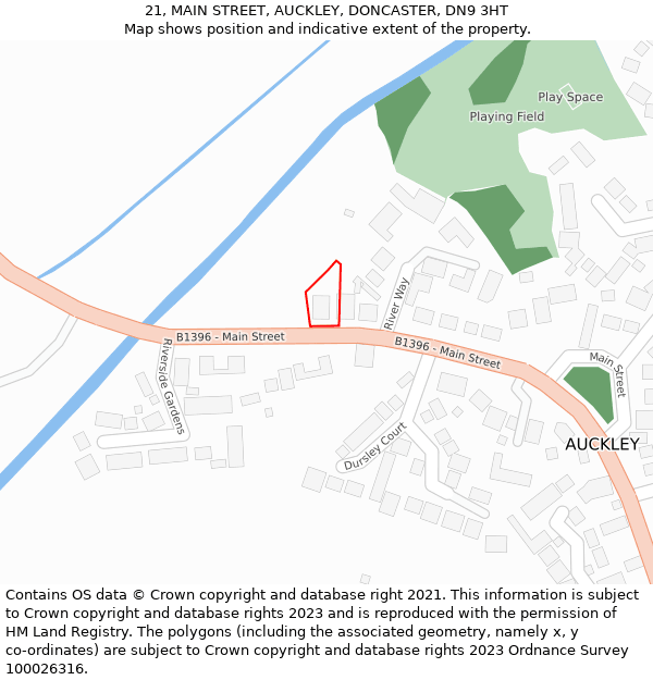 21, MAIN STREET, AUCKLEY, DONCASTER, DN9 3HT: Location map and indicative extent of plot