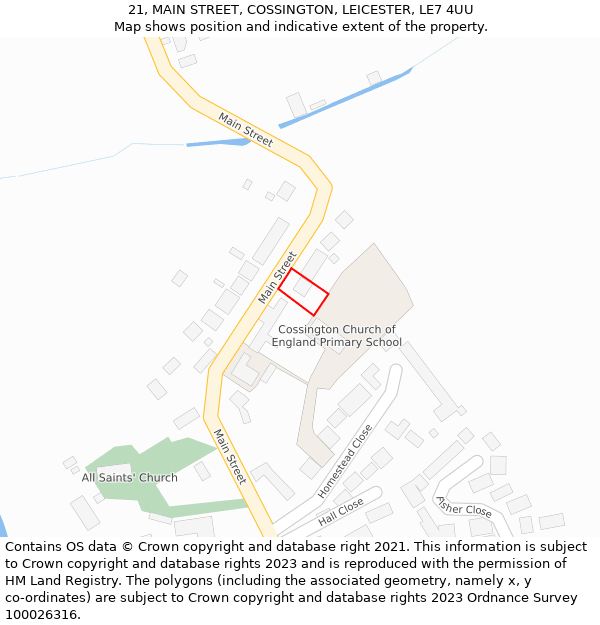 21, MAIN STREET, COSSINGTON, LEICESTER, LE7 4UU: Location map and indicative extent of plot