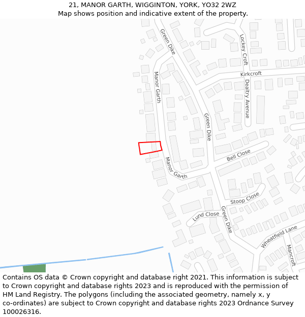 21, MANOR GARTH, WIGGINTON, YORK, YO32 2WZ: Location map and indicative extent of plot