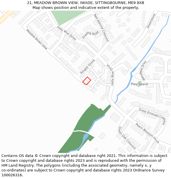21, MEADOW BROWN VIEW, IWADE, SITTINGBOURNE, ME9 8XB: Location map and indicative extent of plot