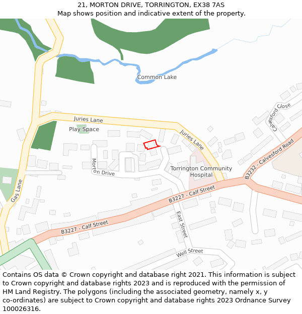 21, MORTON DRIVE, TORRINGTON, EX38 7AS: Location map and indicative extent of plot