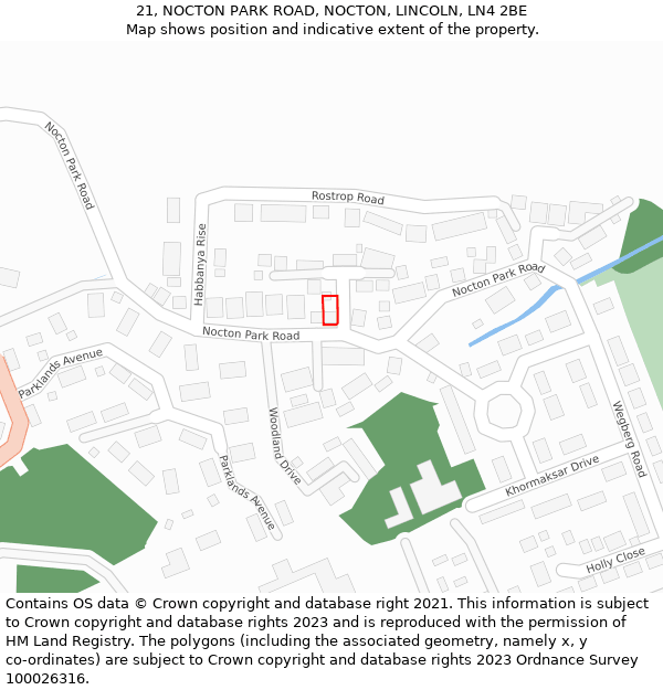 21, NOCTON PARK ROAD, NOCTON, LINCOLN, LN4 2BE: Location map and indicative extent of plot