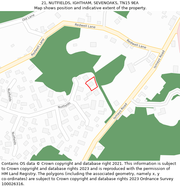 21, NUTFIELDS, IGHTHAM, SEVENOAKS, TN15 9EA: Location map and indicative extent of plot