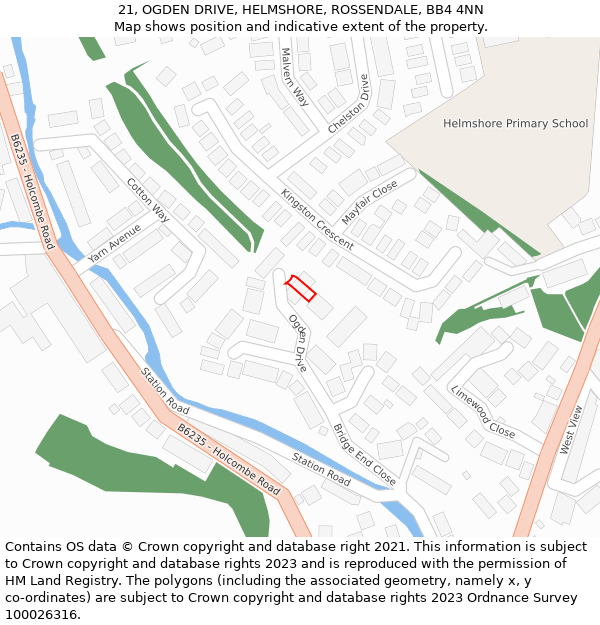 21, OGDEN DRIVE, HELMSHORE, ROSSENDALE, BB4 4NN: Location map and indicative extent of plot