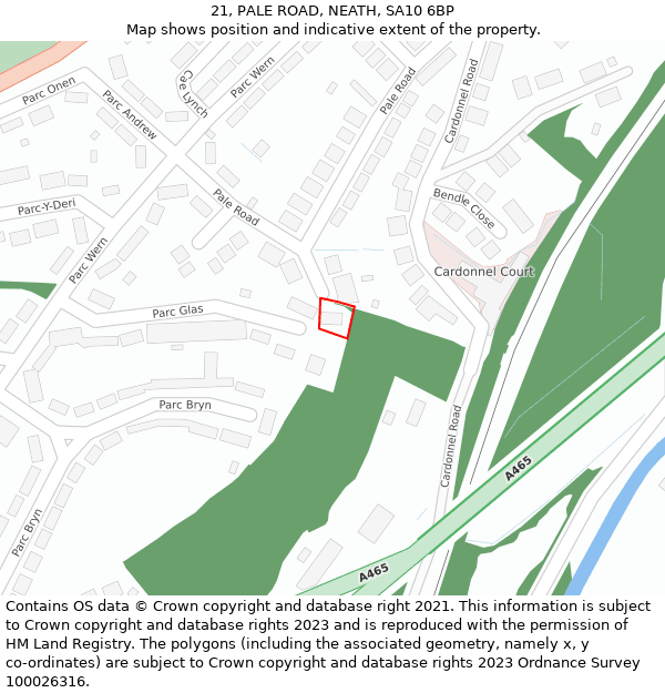 21, PALE ROAD, NEATH, SA10 6BP: Location map and indicative extent of plot