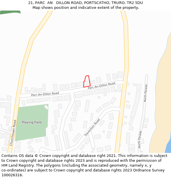 21, PARC  AN   DILLON ROAD, PORTSCATHO, TRURO, TR2 5DU: Location map and indicative extent of plot