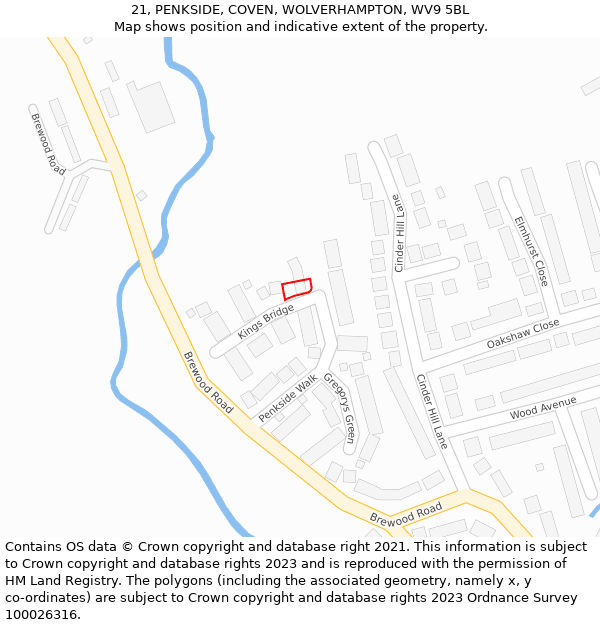 21, PENKSIDE, COVEN, WOLVERHAMPTON, WV9 5BL: Location map and indicative extent of plot