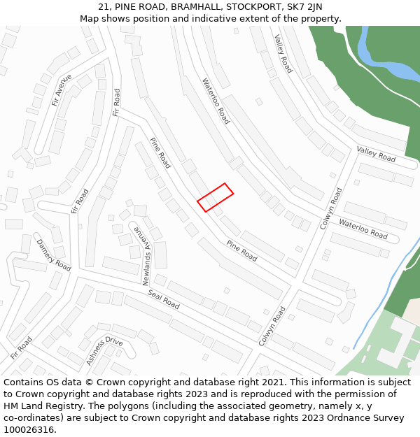 21, PINE ROAD, BRAMHALL, STOCKPORT, SK7 2JN: Location map and indicative extent of plot