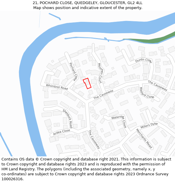 21, POCHARD CLOSE, QUEDGELEY, GLOUCESTER, GL2 4LL: Location map and indicative extent of plot