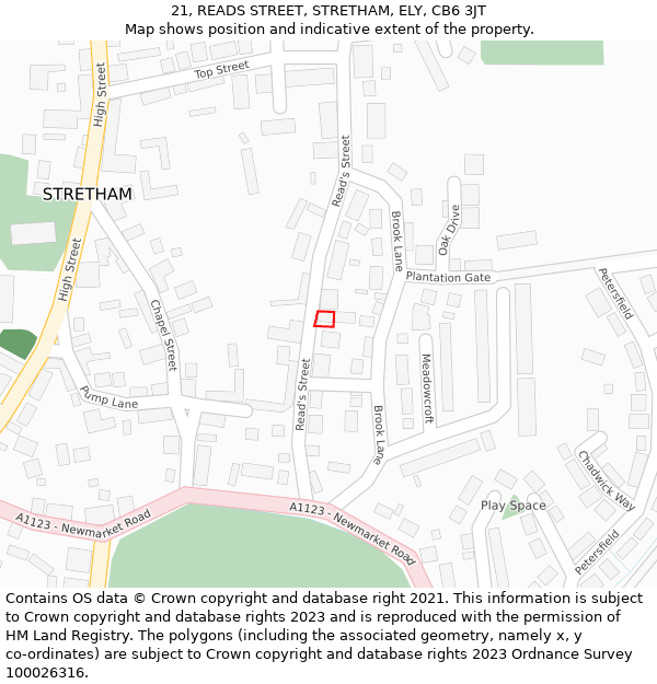 21, READS STREET, STRETHAM, ELY, CB6 3JT: Location map and indicative extent of plot