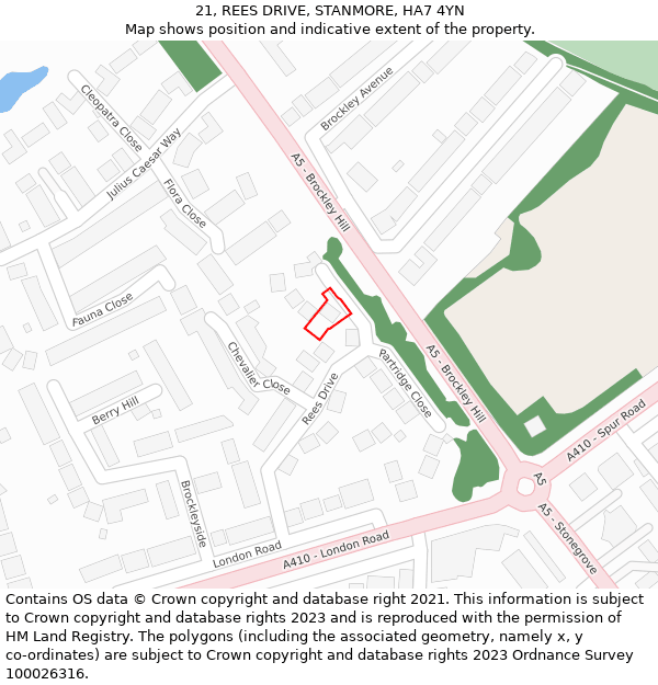 21, REES DRIVE, STANMORE, HA7 4YN: Location map and indicative extent of plot