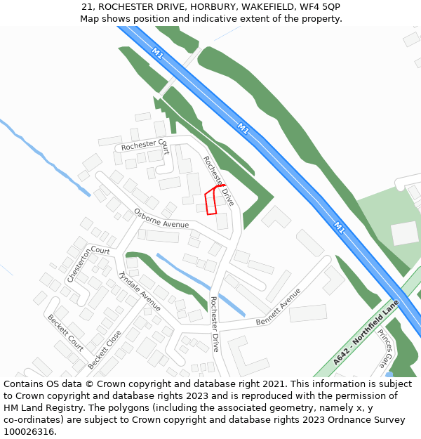 21, ROCHESTER DRIVE, HORBURY, WAKEFIELD, WF4 5QP: Location map and indicative extent of plot