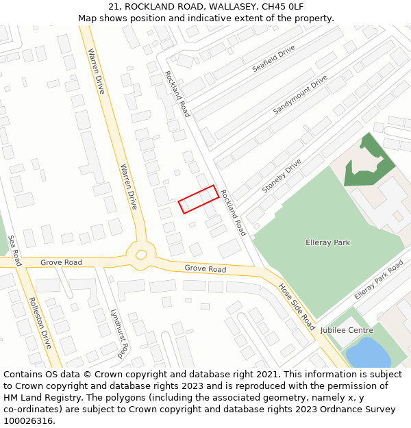 21, ROCKLAND ROAD, WALLASEY, CH45 0LF: Location map and indicative extent of plot