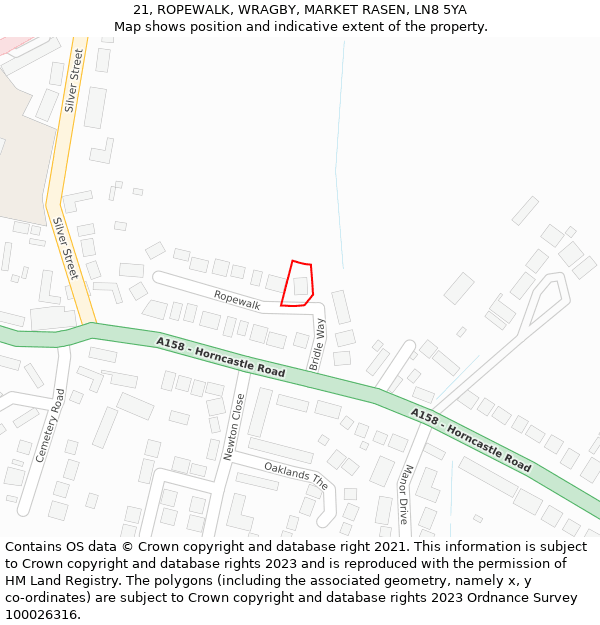 21, ROPEWALK, WRAGBY, MARKET RASEN, LN8 5YA: Location map and indicative extent of plot