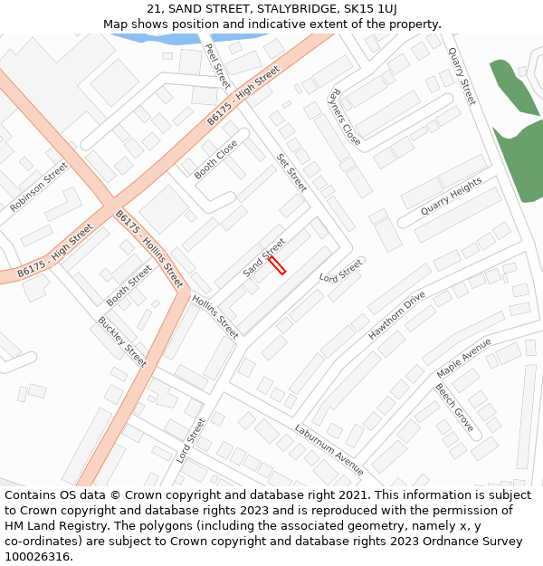 21, SAND STREET, STALYBRIDGE, SK15 1UJ: Location map and indicative extent of plot