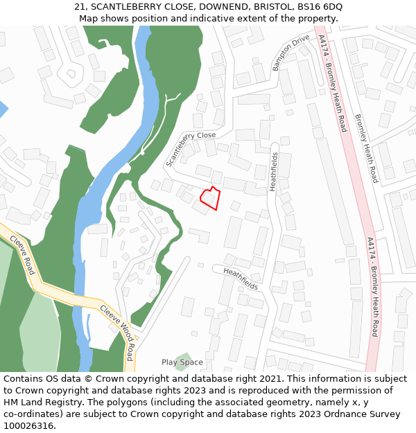 21, SCANTLEBERRY CLOSE, DOWNEND, BRISTOL, BS16 6DQ: Location map and indicative extent of plot