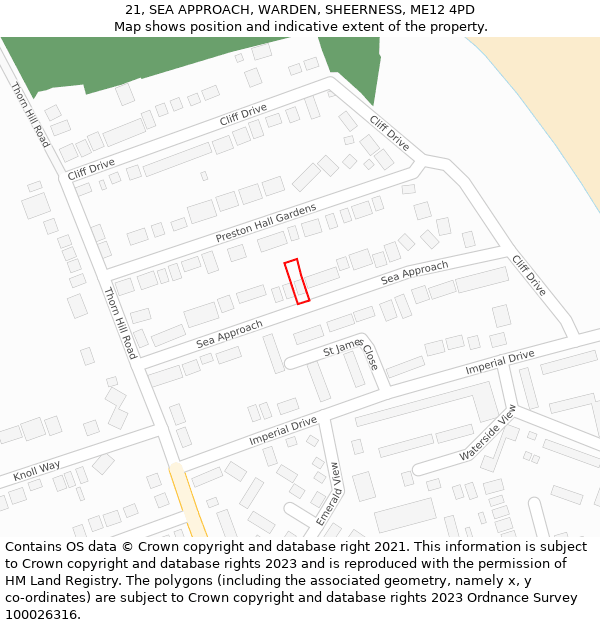 21, SEA APPROACH, WARDEN, SHEERNESS, ME12 4PD: Location map and indicative extent of plot