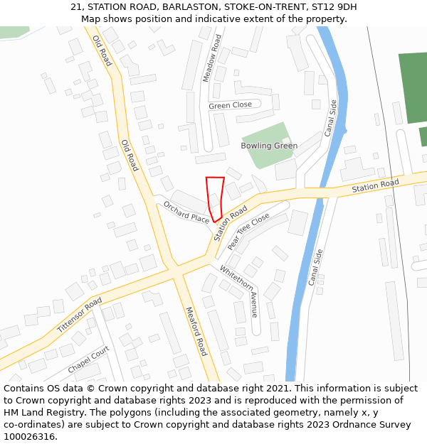 21, STATION ROAD, BARLASTON, STOKE-ON-TRENT, ST12 9DH: Location map and indicative extent of plot