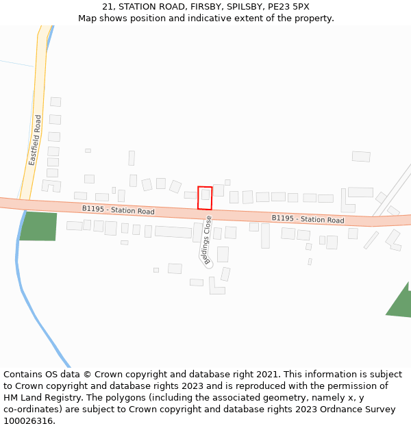21, STATION ROAD, FIRSBY, SPILSBY, PE23 5PX: Location map and indicative extent of plot