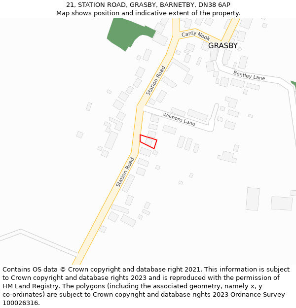 21, STATION ROAD, GRASBY, BARNETBY, DN38 6AP: Location map and indicative extent of plot