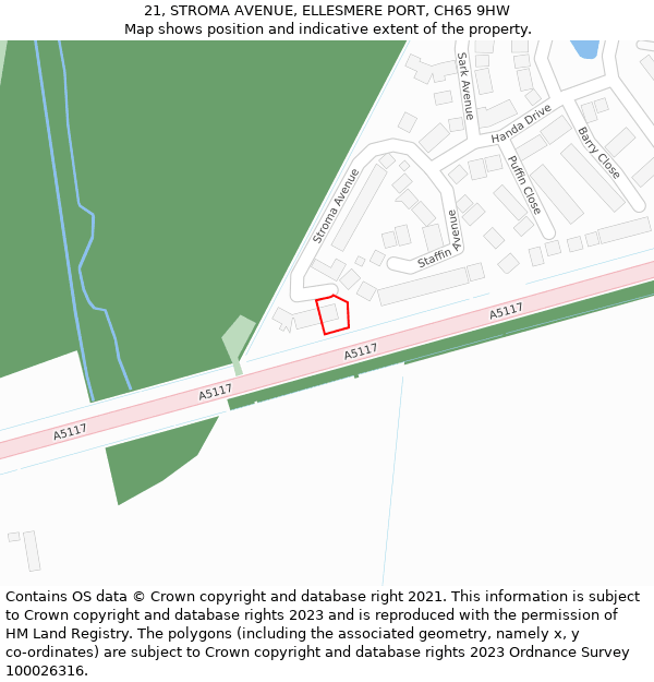 21, STROMA AVENUE, ELLESMERE PORT, CH65 9HW: Location map and indicative extent of plot