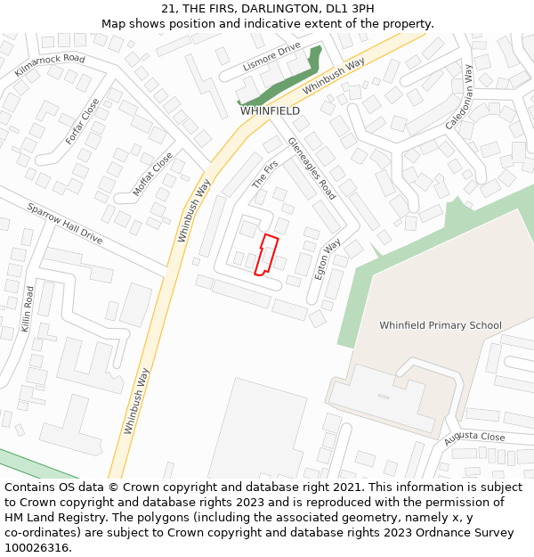 21, THE FIRS, DARLINGTON, DL1 3PH: Location map and indicative extent of plot