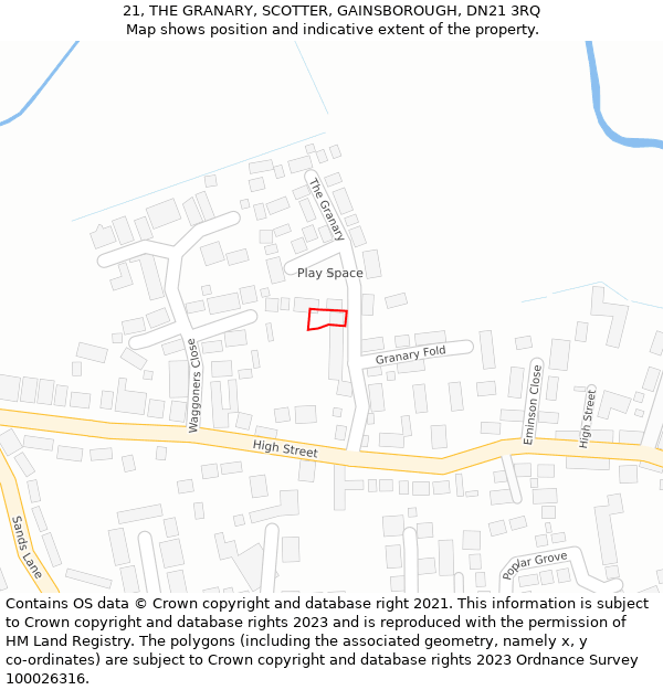 21, THE GRANARY, SCOTTER, GAINSBOROUGH, DN21 3RQ: Location map and indicative extent of plot