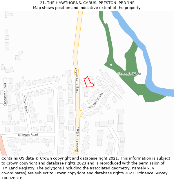 21, THE HAWTHORNS, CABUS, PRESTON, PR3 1NF: Location map and indicative extent of plot