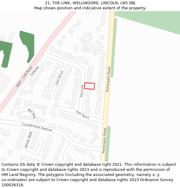 21, THE LINK, WELLINGORE, LINCOLN, LN5 0BJ: Location map and indicative extent of plot