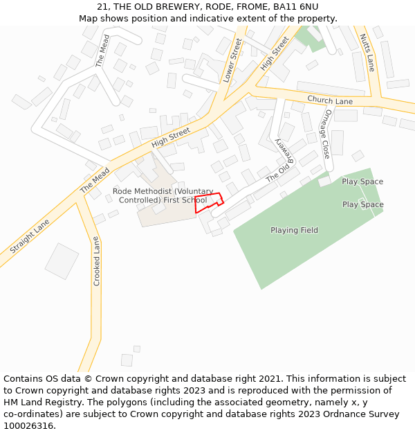 21, THE OLD BREWERY, RODE, FROME, BA11 6NU: Location map and indicative extent of plot