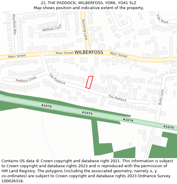 21, THE PADDOCK, WILBERFOSS, YORK, YO41 5LZ: Location map and indicative extent of plot