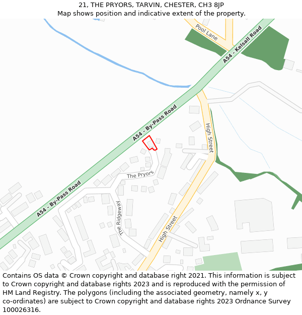 21, THE PRYORS, TARVIN, CHESTER, CH3 8JP: Location map and indicative extent of plot