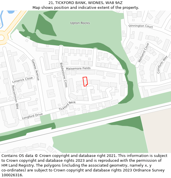 21, TICKFORD BANK, WIDNES, WA8 9AZ: Location map and indicative extent of plot