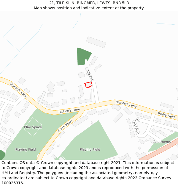 21, TILE KILN, RINGMER, LEWES, BN8 5LR: Location map and indicative extent of plot